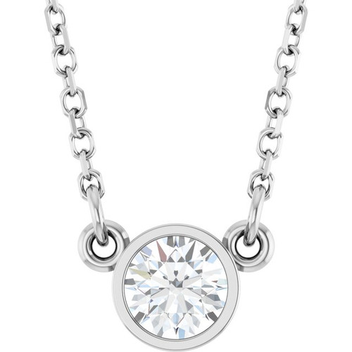 Platinum Natural Diamond Solitarie Necklace 1/4 CT, 18 Inch - $1,924