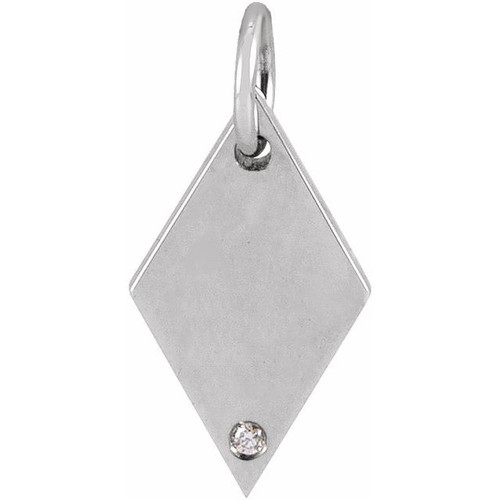 Platinum .005 CT Natural Diamond Rhombus Pendant