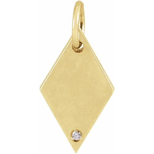 14K Yellow .005 CT Natural Diamond Rhombus Pendant
