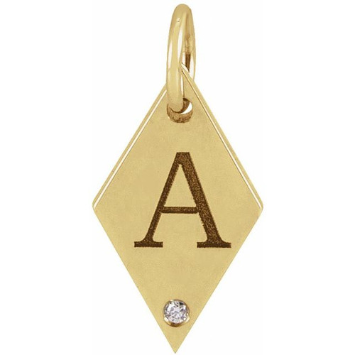 14K Yellow .005 CT Natural Diamond Rhombus Pendant