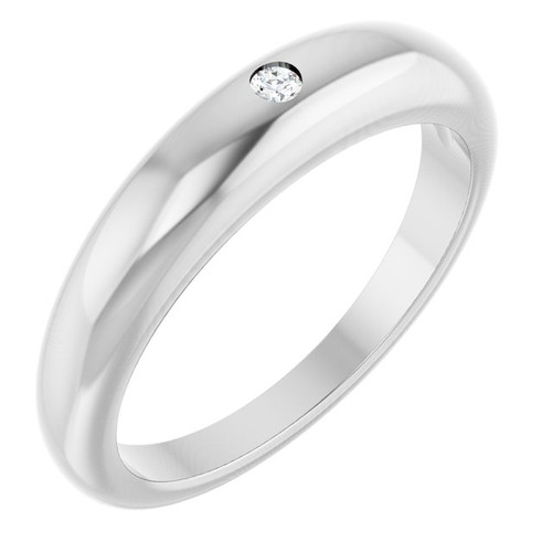 Sterling Silver .03 CT Natural Diamond Petite Dome Ring
