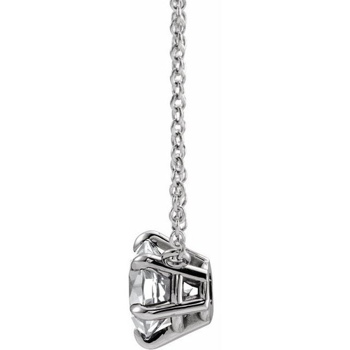 Sterling Silver 7/8 CT Natural Diamond Solitaire 16" Necklace  