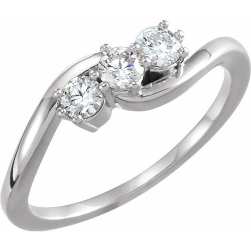 14K White 1/3 CTW Lab-Grown Diamond Three-Stone Ring