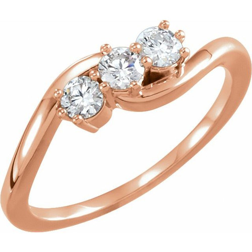 14K Rose 1/3 CTW Lab-Grown Diamond Three-Stone Ring