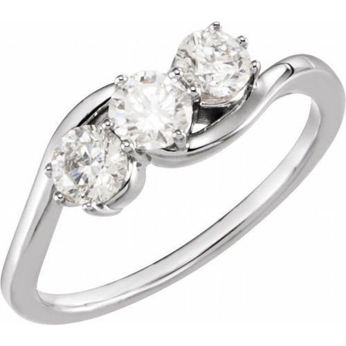 14K White 3/4 CTW Lab-Grown Diamond Three-Stone Ring