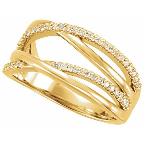 14K Yellow 1/5 CTW Lab-Grown Diamond Criss-Cross Ring