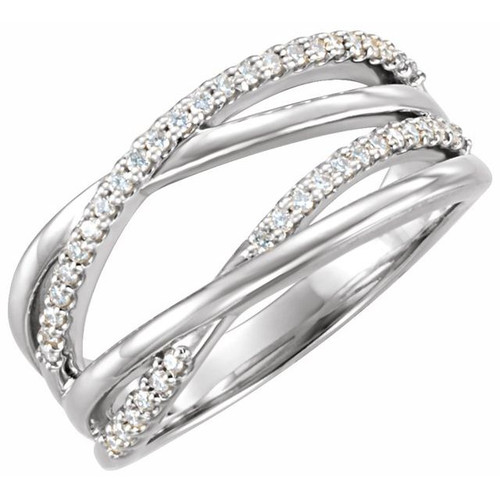 14K White 1/5 CTW Lab-Grown Diamond Criss-Cross Ring