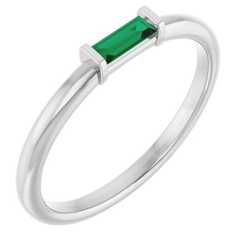 Platinum Lab-Grown Emerald Stackable Ring
