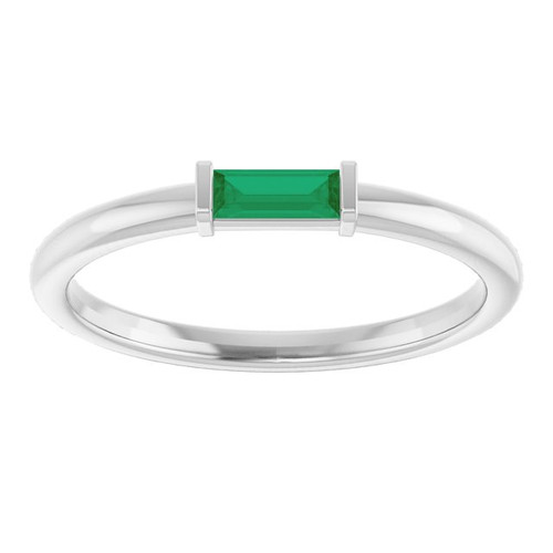Platinum Lab-Grown Emerald Stackable Ring