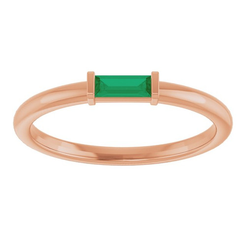 14K Rose Lab-Grown Emerald Stackable Ring