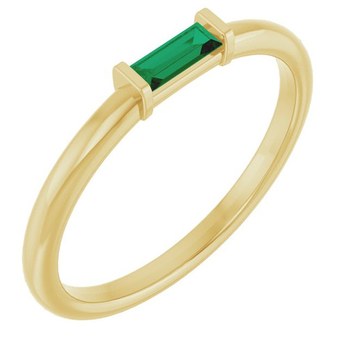 14K Yellow Lab-Grown Emerald Stackable Ring