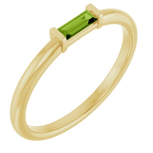 14K Yellow Natural Peridot Stackable Ring