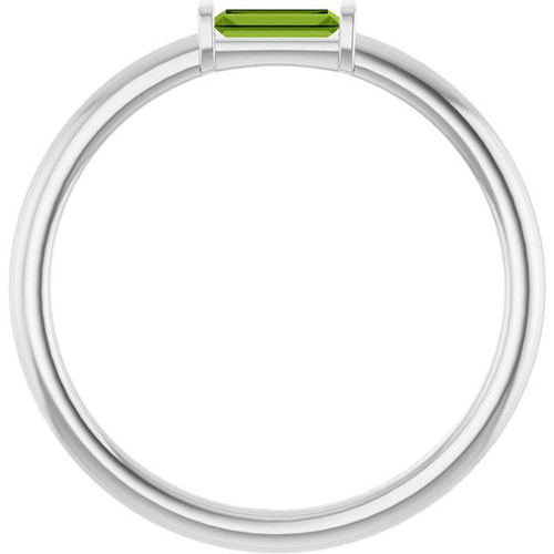 Platinum Natural Peridot Stackable Ring