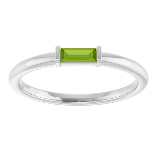 Platinum Natural Peridot Stackable Ring