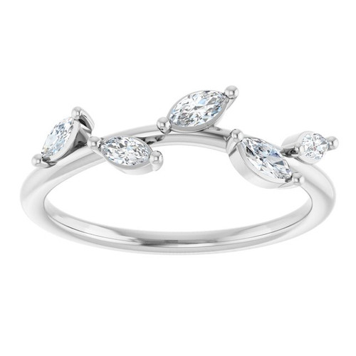 14K White 1/3 CTW Lab Grown Diamond Leaf Ring