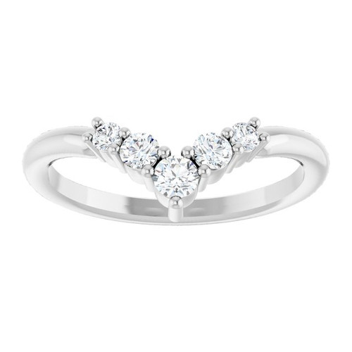 14K White 1/4 CTW Natural Diamond Graduated V Ring