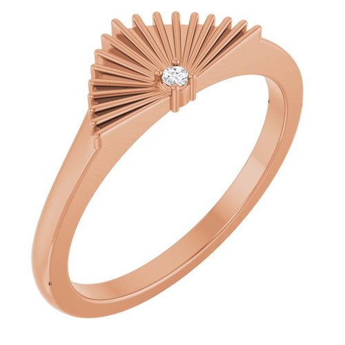 14K Rose .015 CT Natural Diamond Fan Ring