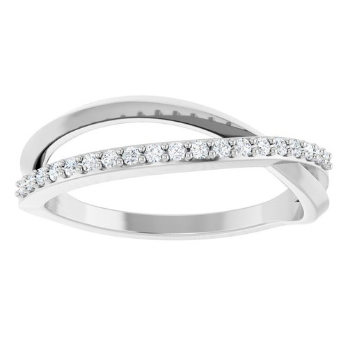 14K White 1/8 CTW Natural Diamond Criss Cross Ring