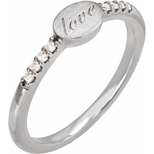 Sterling Silver .07 CTW Natural Diamond Engravable Signet Ring