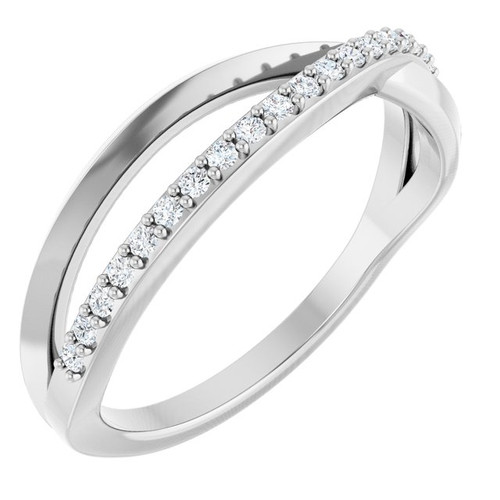 Platinum 1/8 CTW Natural Diamond Criss Cross Ring