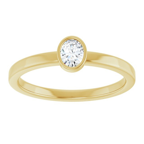 14K Yellow 1/5 CT Natural Diamond Solitaire Bezel-Set Ring