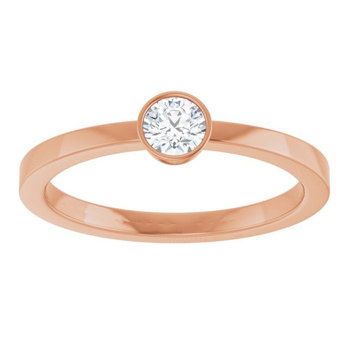 14K Rose 1/5 CT Natural Diamond Ring