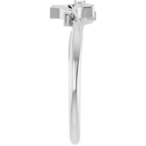 14K White .015 CTW Natural Diamond Floral Ring