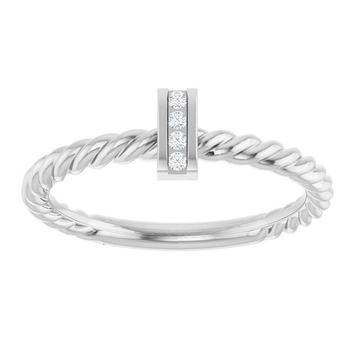 Sterling Silver .03 CTW Natural Diamond Rope Ring