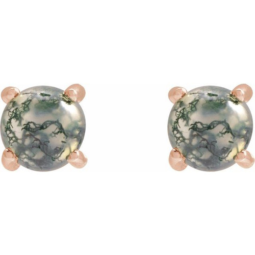 14 Karat Rose Gold Natural Moss Agate Earrings |$414