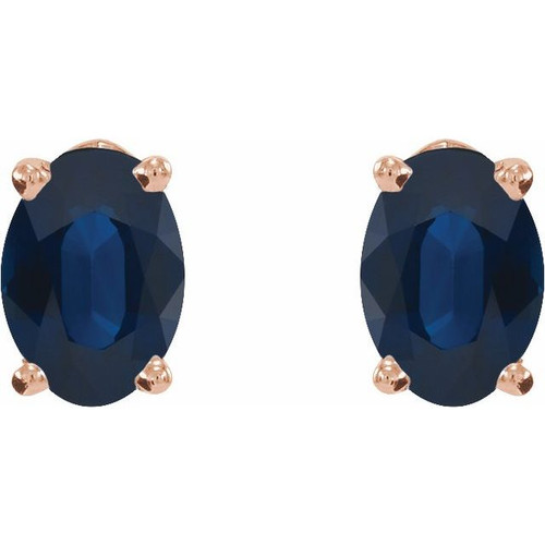 14K Rose Natural Blue Sapphire Earrings