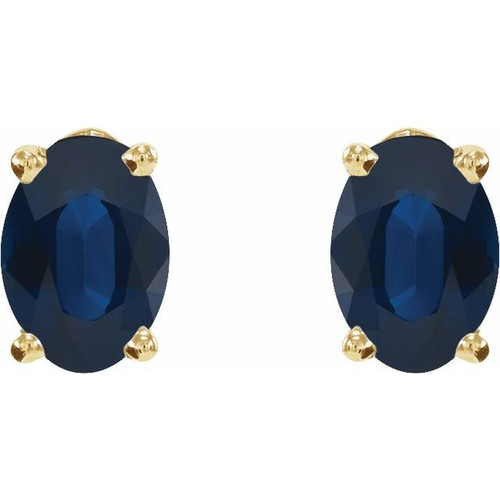 14K Yellow Natural Blue Sapphire Earrings