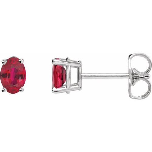 Platinum Lab-Grown Ruby Earrings