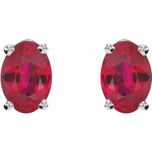 Platinum Lab-Grown Ruby Earrings