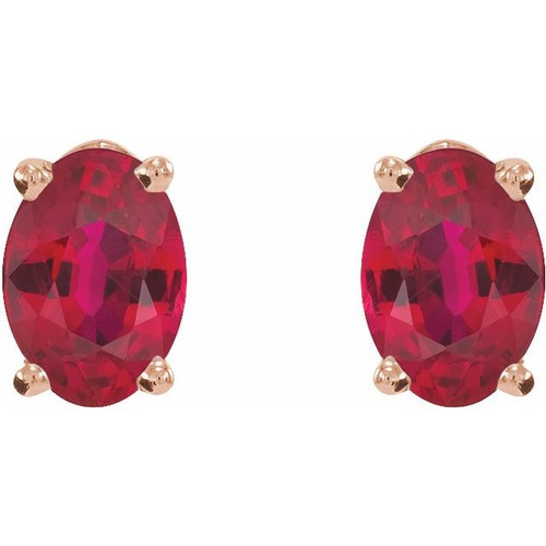 14K Rose Lab-Grown Ruby Earrings