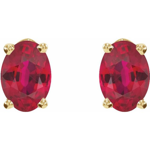 14K Yellow Lab-Grown Ruby Earrings