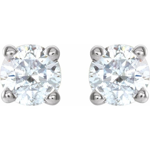 14K White 3/8 CTW Natural Diamond Lightweight Basket Earring Mounting