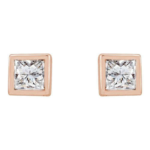 14K Rose 1/6 CTW Lab-Grown Diamond Bezel Earrings