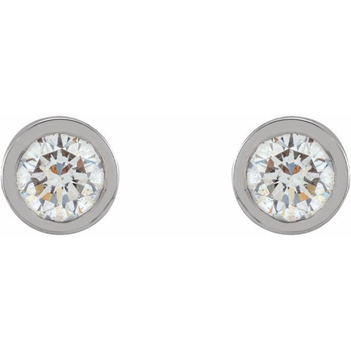 14K White 1/10 CTW Lab-Grown Diamond Micro Bezel-Set Earrings