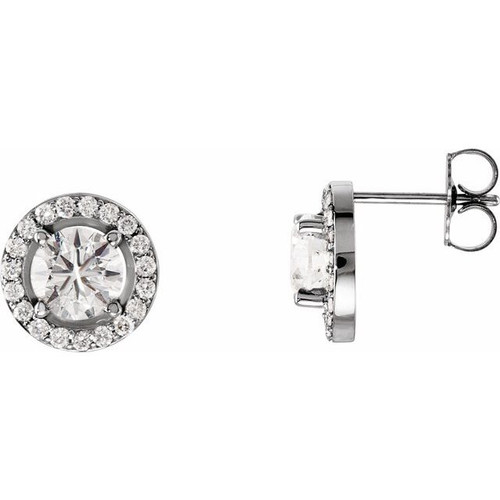 14K White 1 5/8 CTW Lab-Grown Diamond Halo-Style Earrings