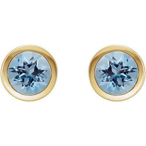 14K Yellow Natural Aquamarine Bezel-Set Earrings