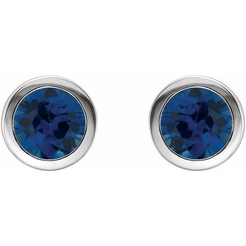 Sterling Silver Natural Blue Sapphire Bezel-Set Earrings