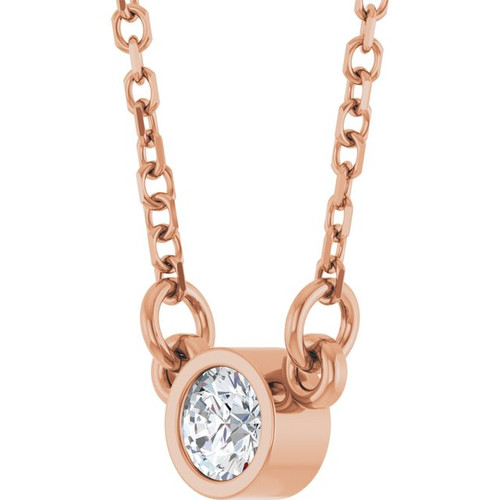 14K Rose 1/10 CT Lab-Grown Diamond Solitaire 18" Necklace 