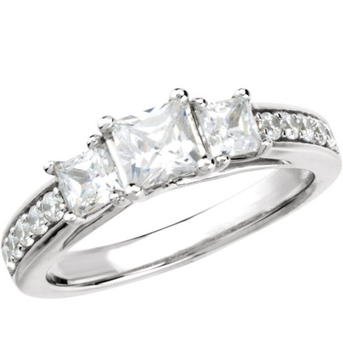 Sterling Silver 7/8 CTW Natural Diamond Engagement Ring