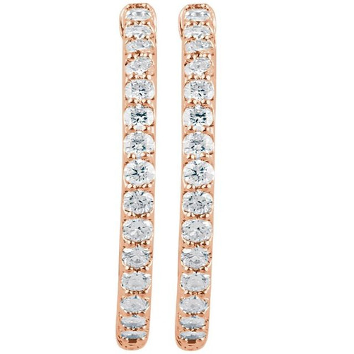 14K Rose 2 CTW Lab-Grown Diamond Inside-Outside 29.5 mm Hinged Hoop Earrings