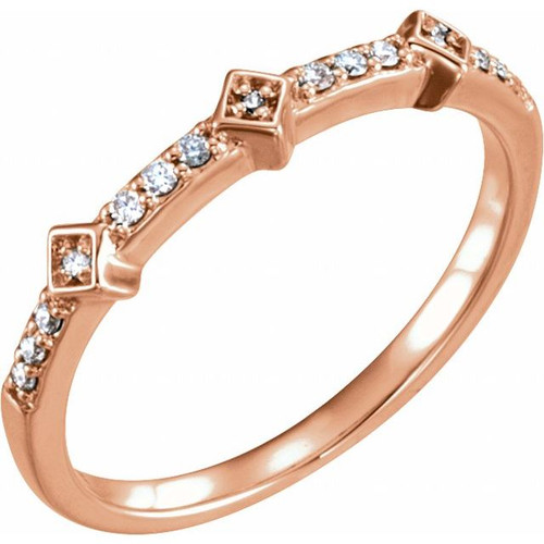 14K Rose 1/10 CTW Natural Diamond Stackable Ring
