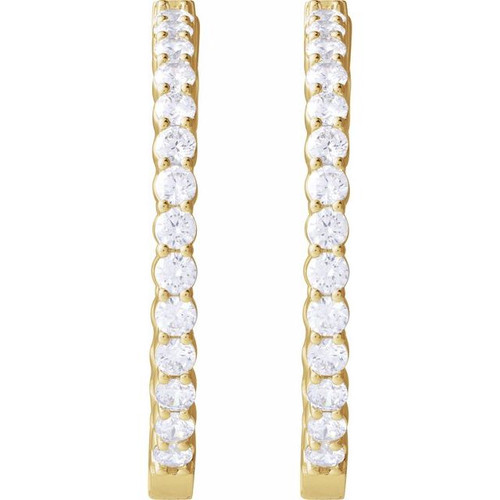14K Yellow 5 CTW Lab-Grown Diamond Inside-Outside Hinged 37.8 mm Hoop Earrings