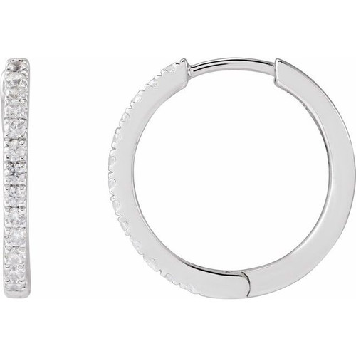 14K White 1/3 CTW Lab-Grown Diamond 16.3 mm Hoop Earrings