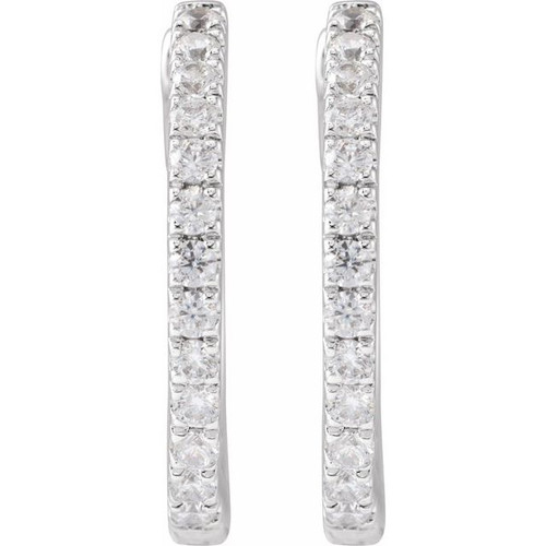 14K White 1/3 CTW Lab-Grown Diamond 16.3 mm Hoop Earrings