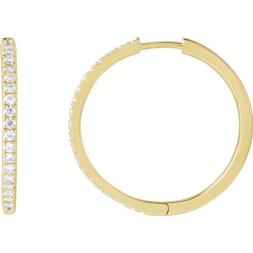 14K Yellow 1/2 CTW Lab-Grown Diamond 22.9 mm Hoop Earrings