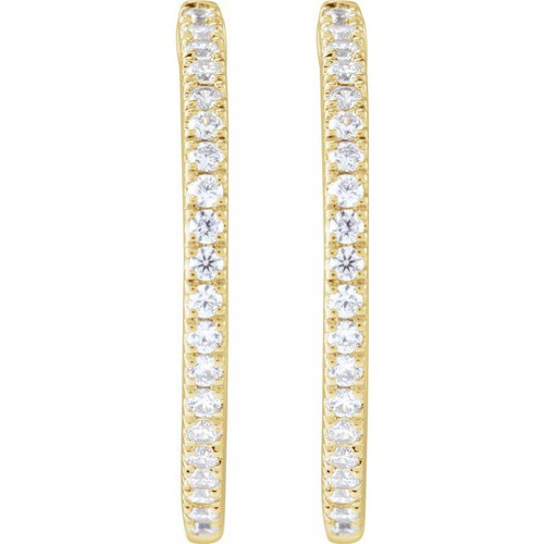 14K Yellow 1/2 CTW Lab-Grown Diamond 22.9 mm Hoop Earrings